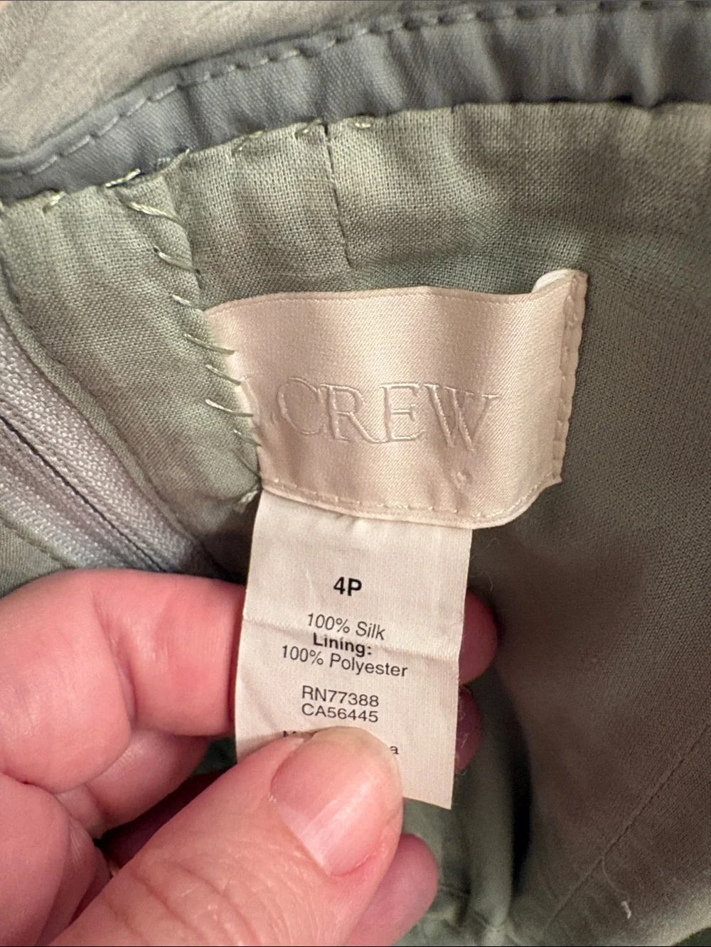 J.Crew Arabelle Silk Chiffon Strapless Gown Sage Green 4P wedding bridesmaid